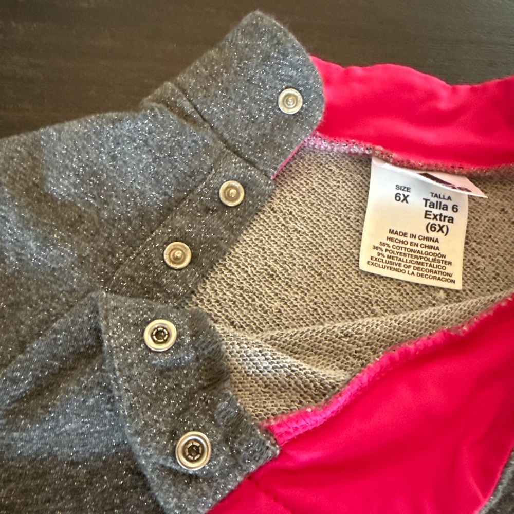 Adidas Girls 6X Gray & Pink Sweatshirt - Picture 4 of 8